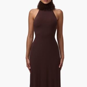 Naked Wardrobe Brown Dress with Removable Faux Collar